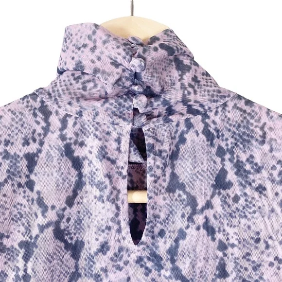 CINQ A SEPT Python Mesh Long Sleeve Turtleneck Top Small - Picture 7 of 9